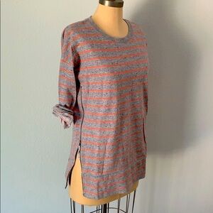 Lou & Grey women’s pink and gray striped sweatshirt